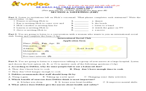 Đề thi tiếng anh lớp 7 ở đâu có đáp án? Link tải miễn phí nè.