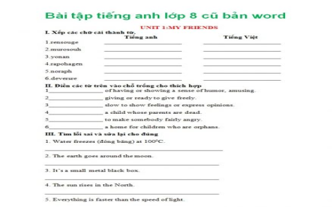 Bài tập tiếng Anh lớp 8 làm thế nào điểm cao? Bí quyết ôn luyện đạt kết quả tốt.