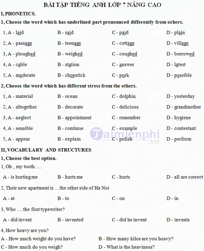 Bài tập tiếng anh lớp 7 nâng cao có khó lắm không? (Thử sức với các dạng bài này nhé)