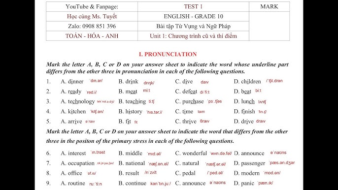 Ôn tập tiếng Anh lớp 10 Unit 1: Từ vựng và ngữ pháp cần nhớ.